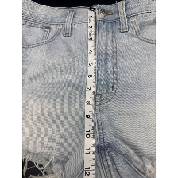 Madewell Women’s Light Blue Relaxed Raw Hem Distressed Denim Jean Shorts Sz 27 - Picture 4 of 11
